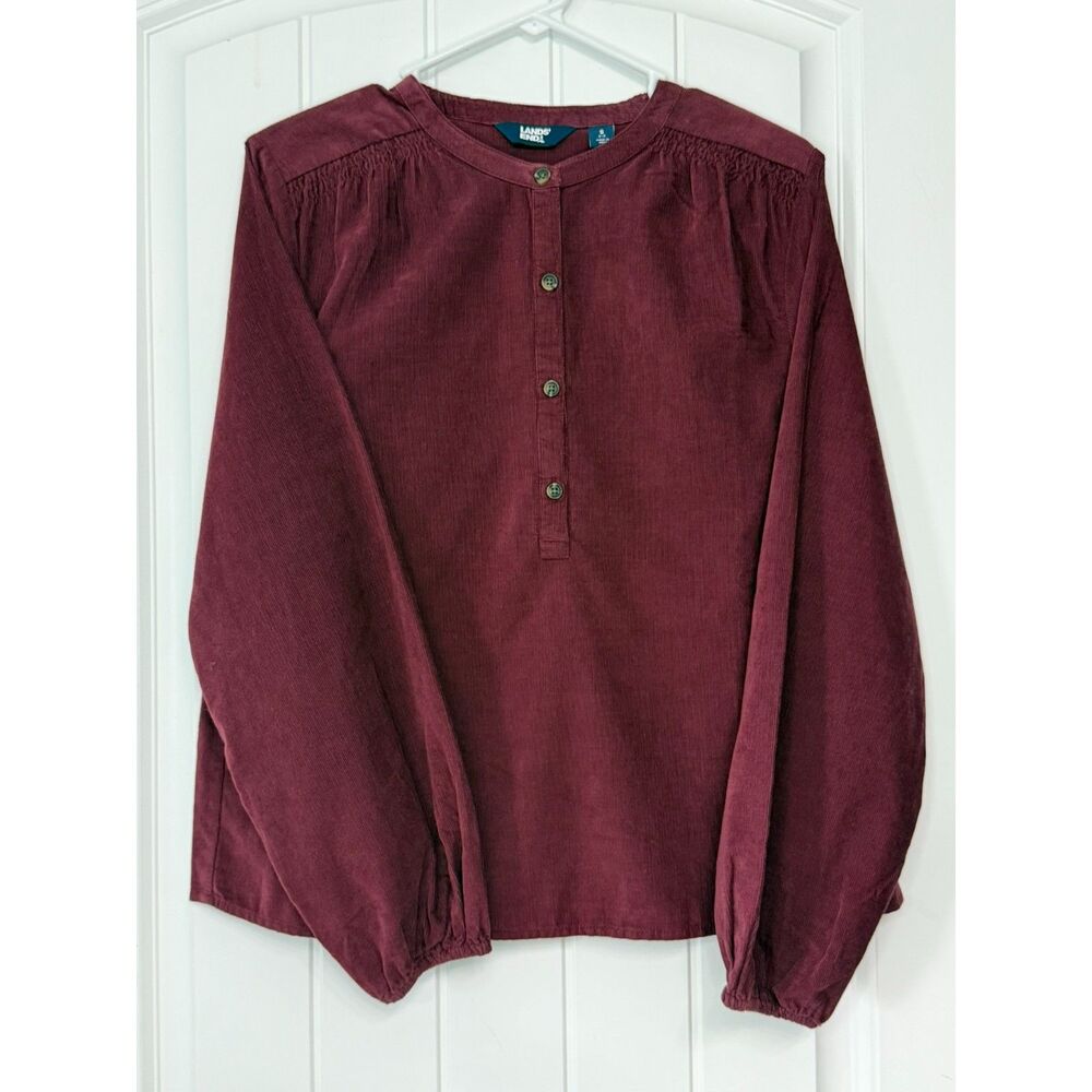 Land's End Corduroy Blouse Peasant Dark Academia Dark Fairy Grunge Natural Fiber